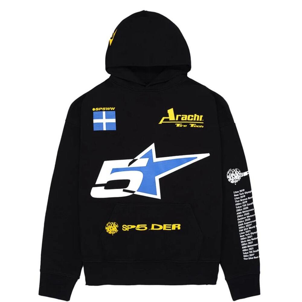SP5DER Men's Pit Crew Oversized Hoodie Size S In Black